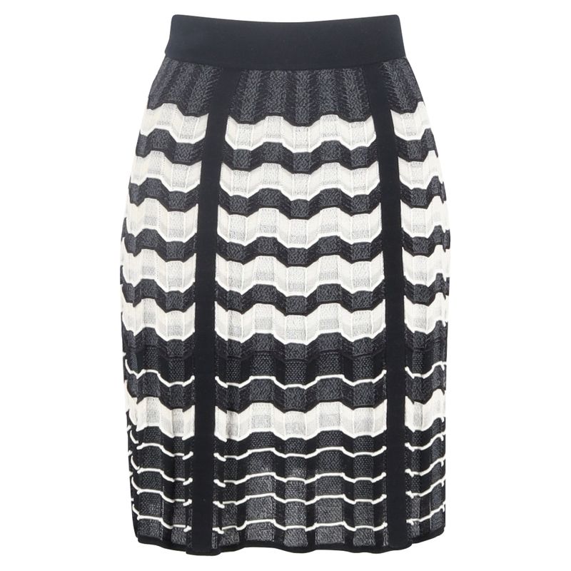 M Missoni Chevron Midi Skirt In Black Viscose